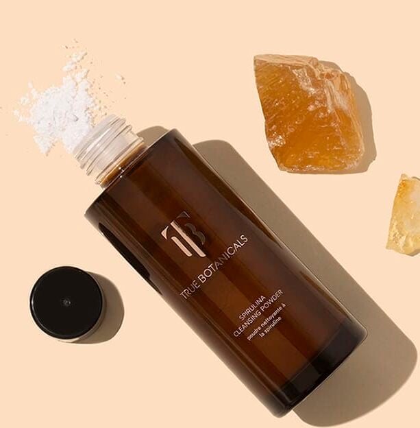 True Botanicals | Spirulina Cleansing Powder | Styled Image with Swatch