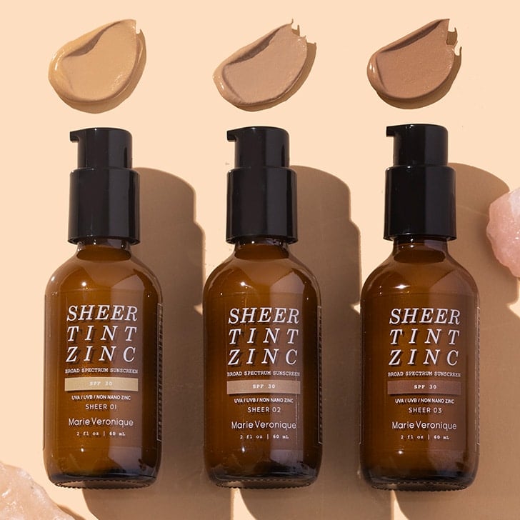 Marie Veronique | Sheer Tint Zinc | Styled image flat lay with swatch