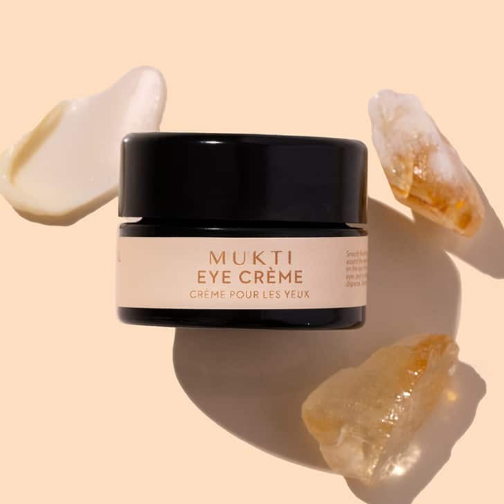 Mukti | Eye Creme | Styled image with swatch