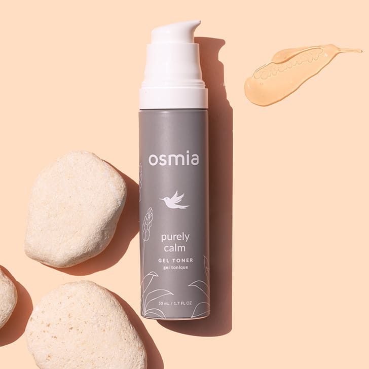 Osmia Purely Calm Gel Toner Styled Image with Swatch