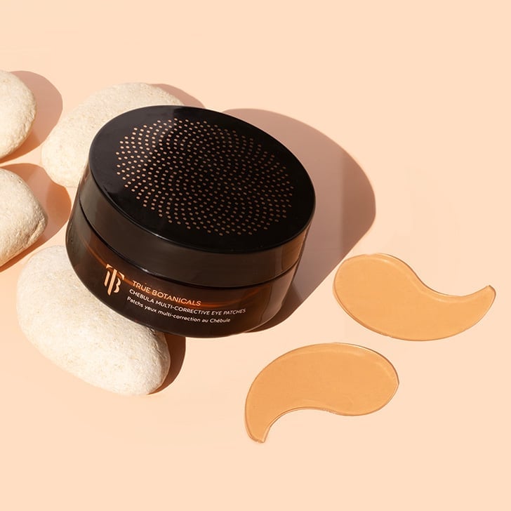 True Botanicals Chebula Mult-Corrective Eye Patches Styled image with product swatch