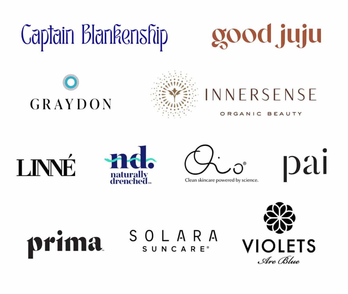 Captain Blankenship, Good Juju, Graydon, Innersense Organic Beauty, Linné, Naturally Drenched, Oio, Pai, Prima, Solara Suncare, Violets Are Blue